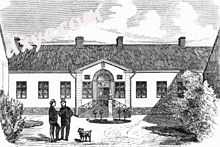 The institute's original building as it appeared in the early 1860s